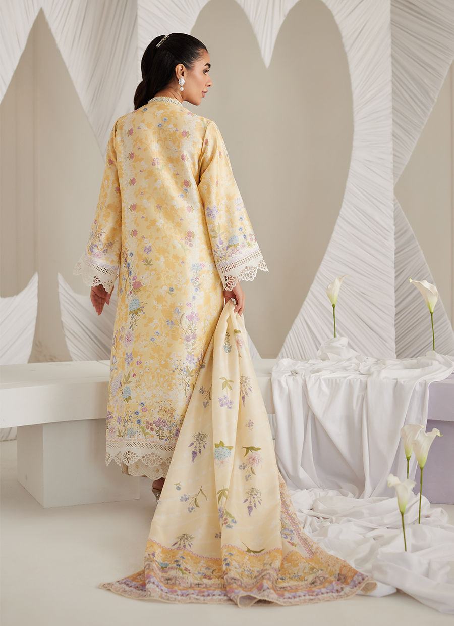 Lea Eid'25-Gemma Lemon Shirt and Dupatta