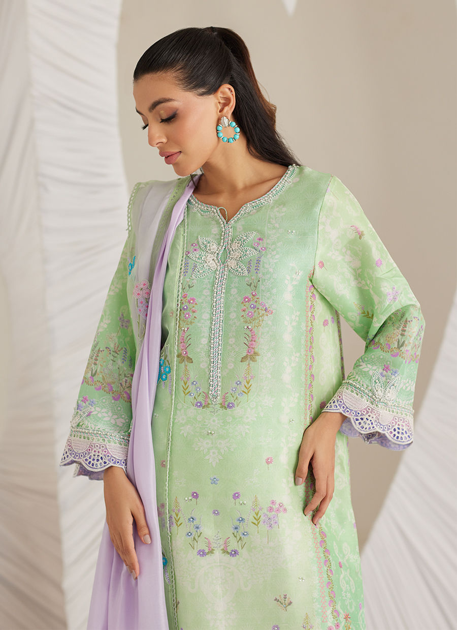 Lea Eid'25-Felice Aqua Shirt and Dupatta