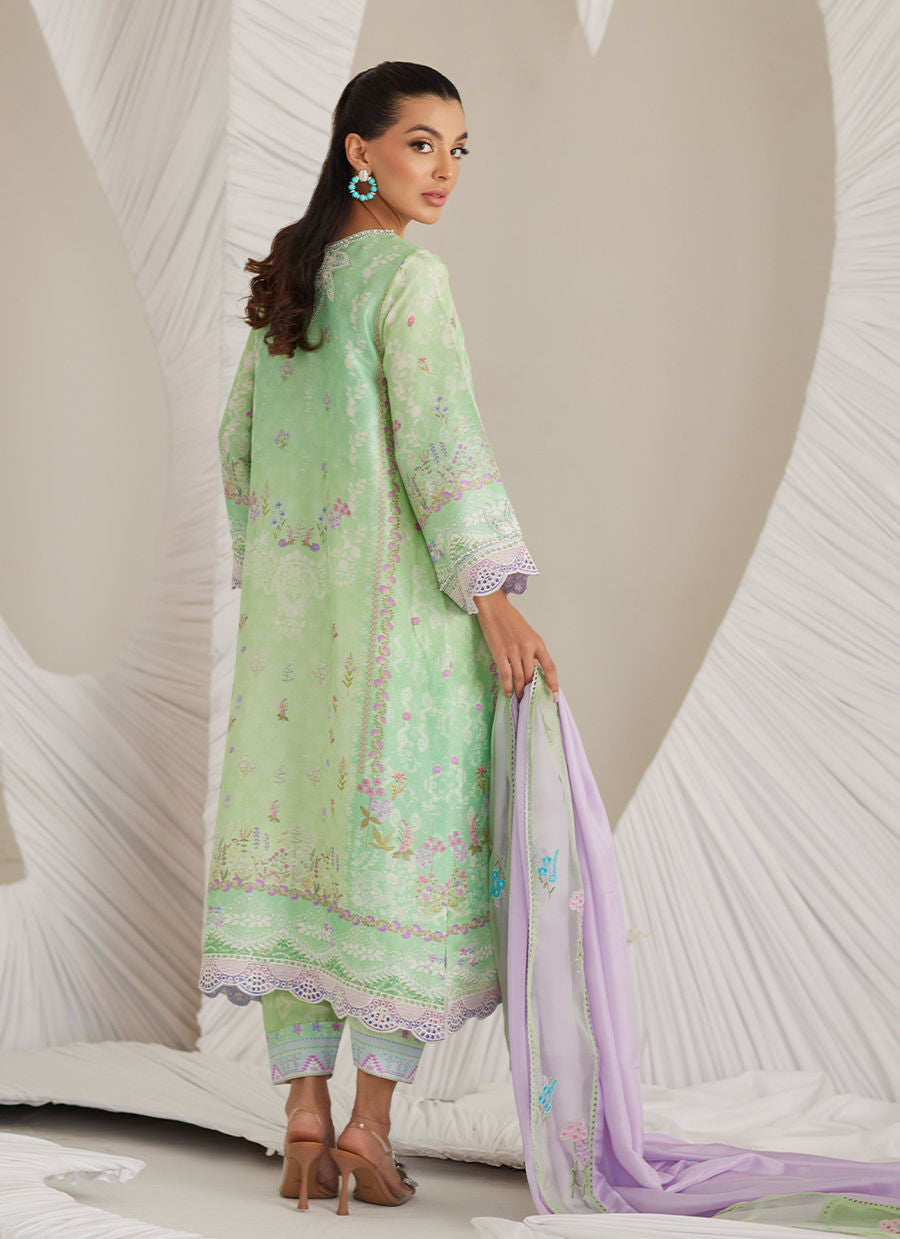 Lea Eid'25-Felice Aqua Shirt and Dupatta