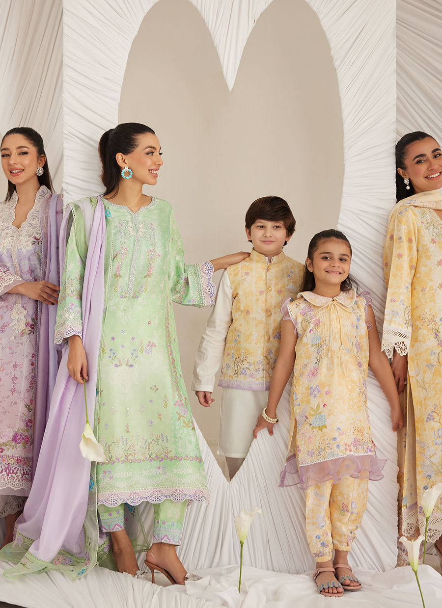 Lea Eid'25-Felice Aqua Shirt and Dupatta