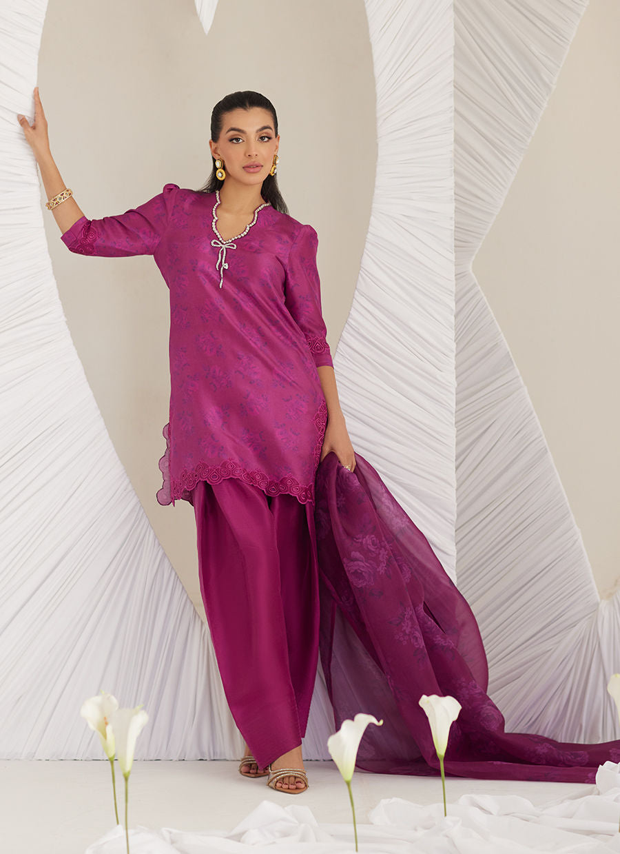 Lea Eid'25- Sev Magenta Shirt and Dupatta