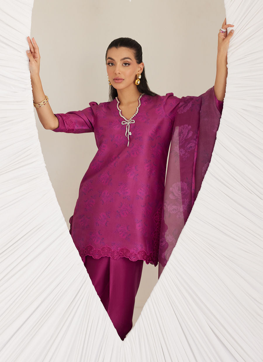 Lea Eid'25- Sev Magenta Shirt and Dupatta