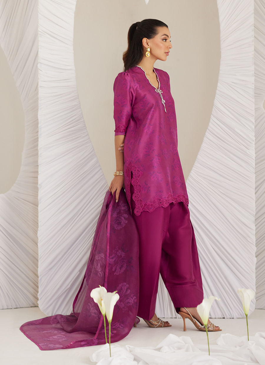 Lea Eid'25- Sev Magenta Shirt and Dupatta