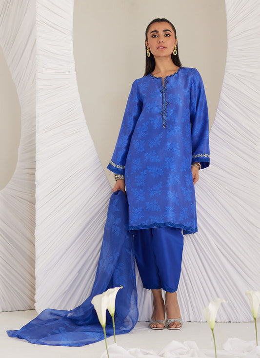 Lea Eid'25- Electra Cobalt Shirt and Dupatta (RTS)