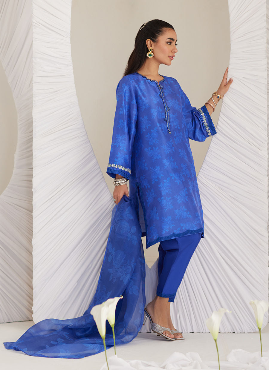 Lea Eid'25- Electra Cobalt Shirt and Dupatta (RTS)