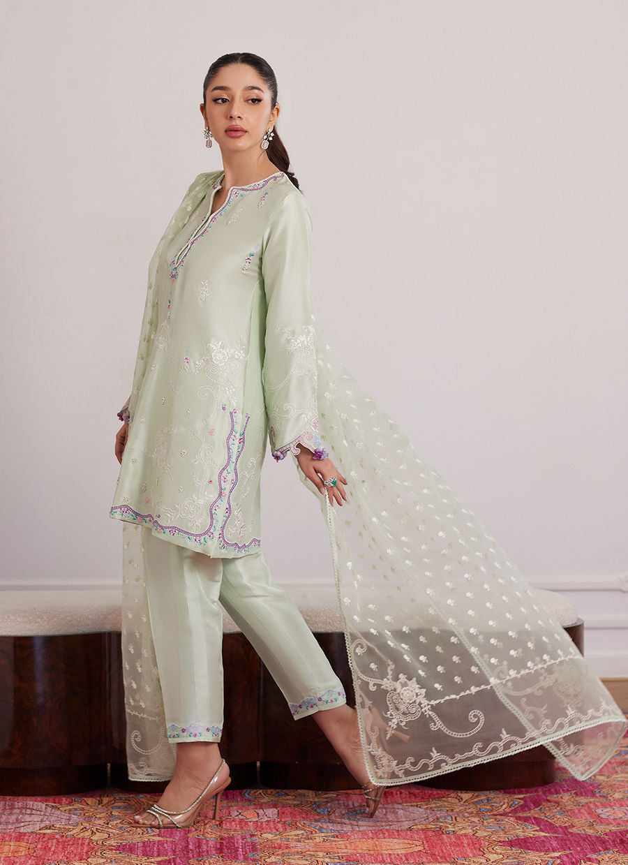 Luna Eid Edit'25 -  Pilar Mint Shirt And Dupatta