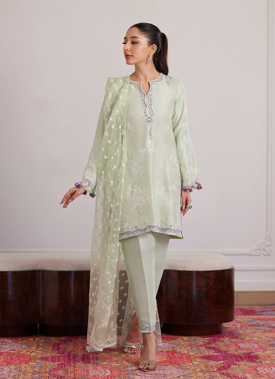 Luna Eid Edit'25 -  Pilar Mint Shirt And Dupatta