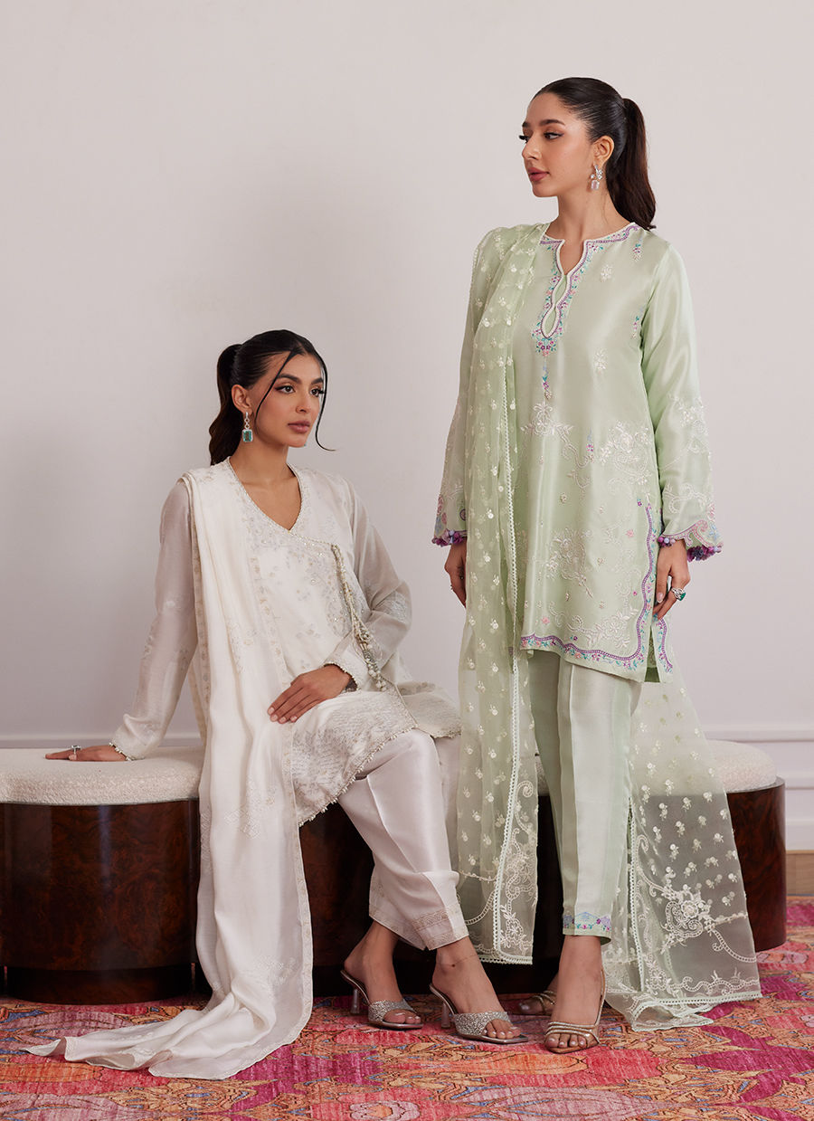 Luna Eid Edit'25 -  Pilar Mint Shirt And Dupatta