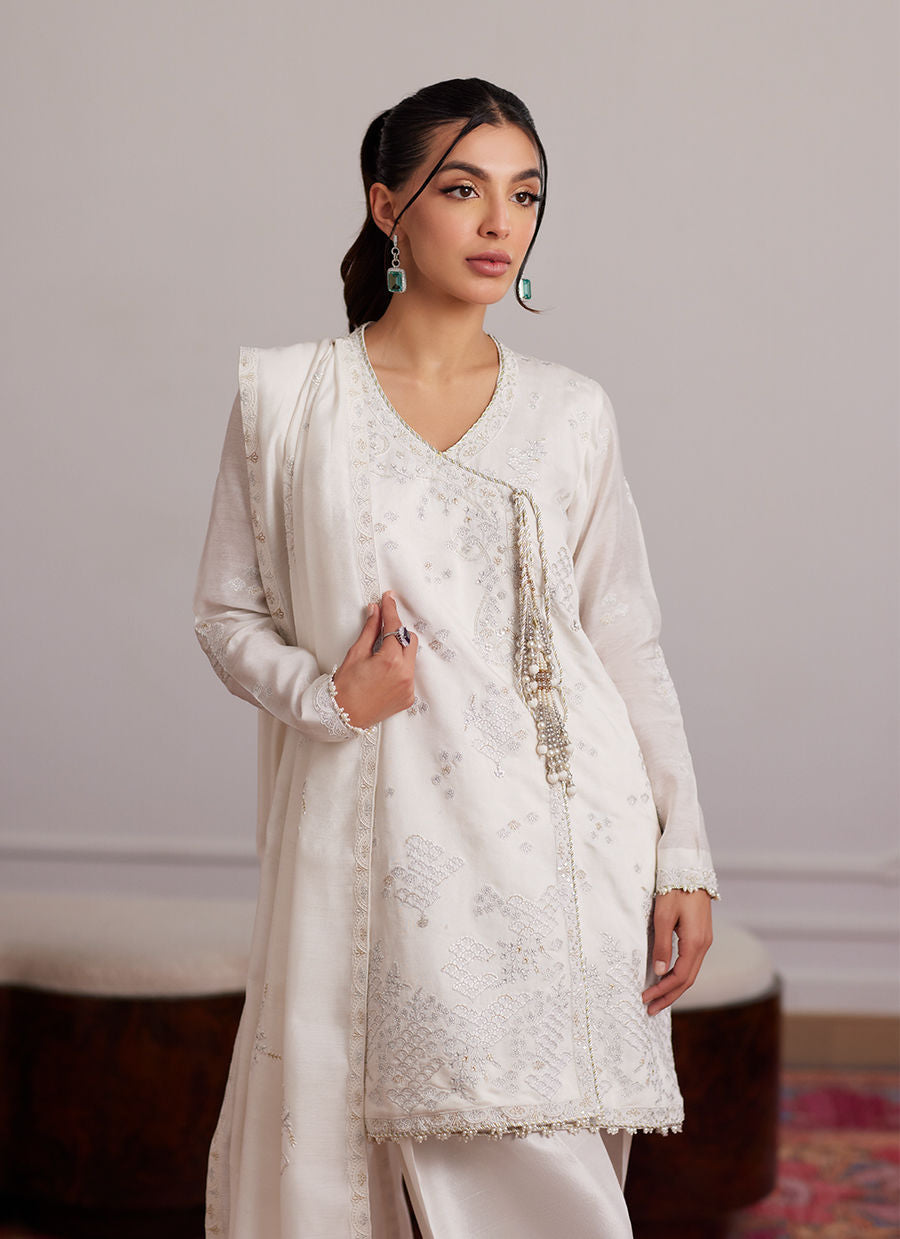 Luna Eid Edit'25 -  Calla Ivory Angarkha And Dupatta