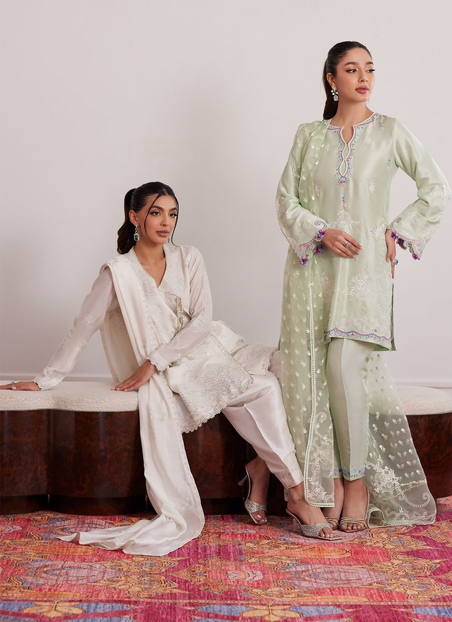 Luna Eid Edit'25 -  Calla Ivory Angarkha And Dupatta