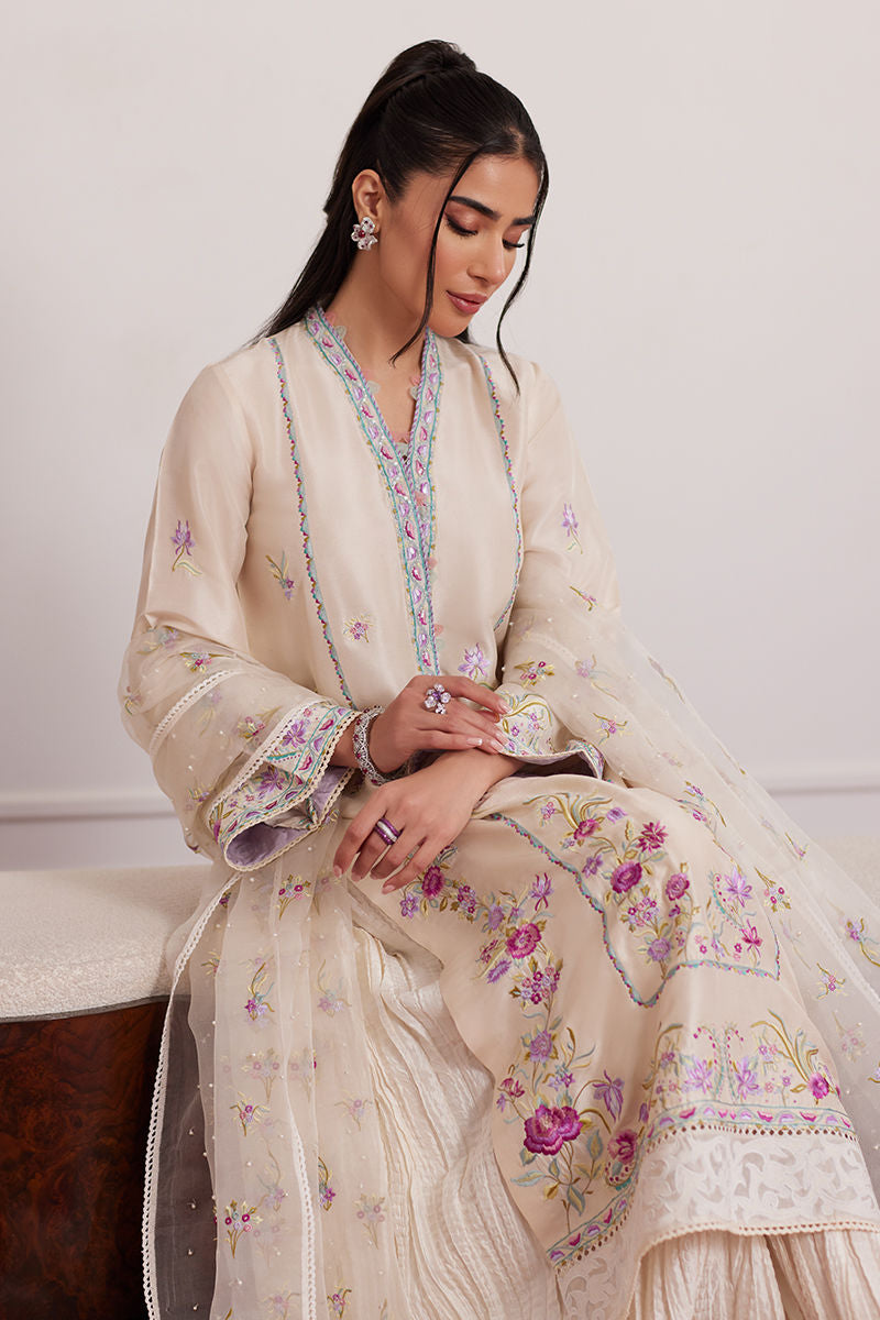 Luna Eid Edit'25 -  Lexie Ivory Shirt And Dupatta