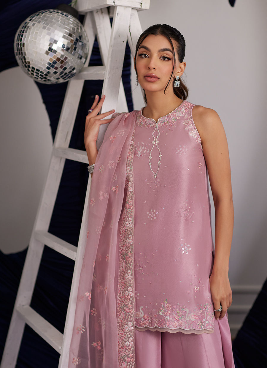 Luna Eid Edit'25 -  Demi Tea Rose Shirt And Dupatta