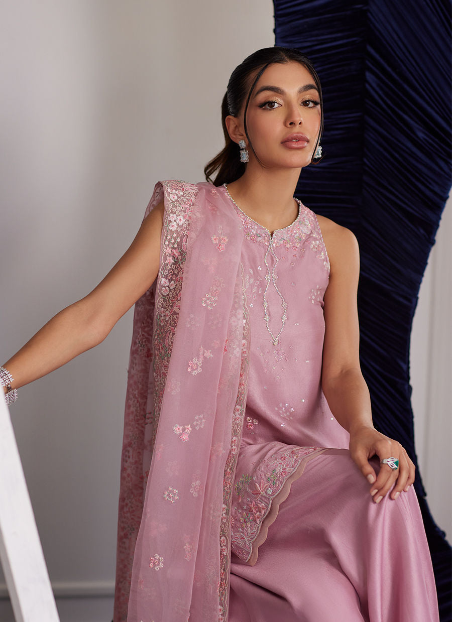 Luna Eid Edit'25 -  Demi Tea Rose Shirt And Dupatta