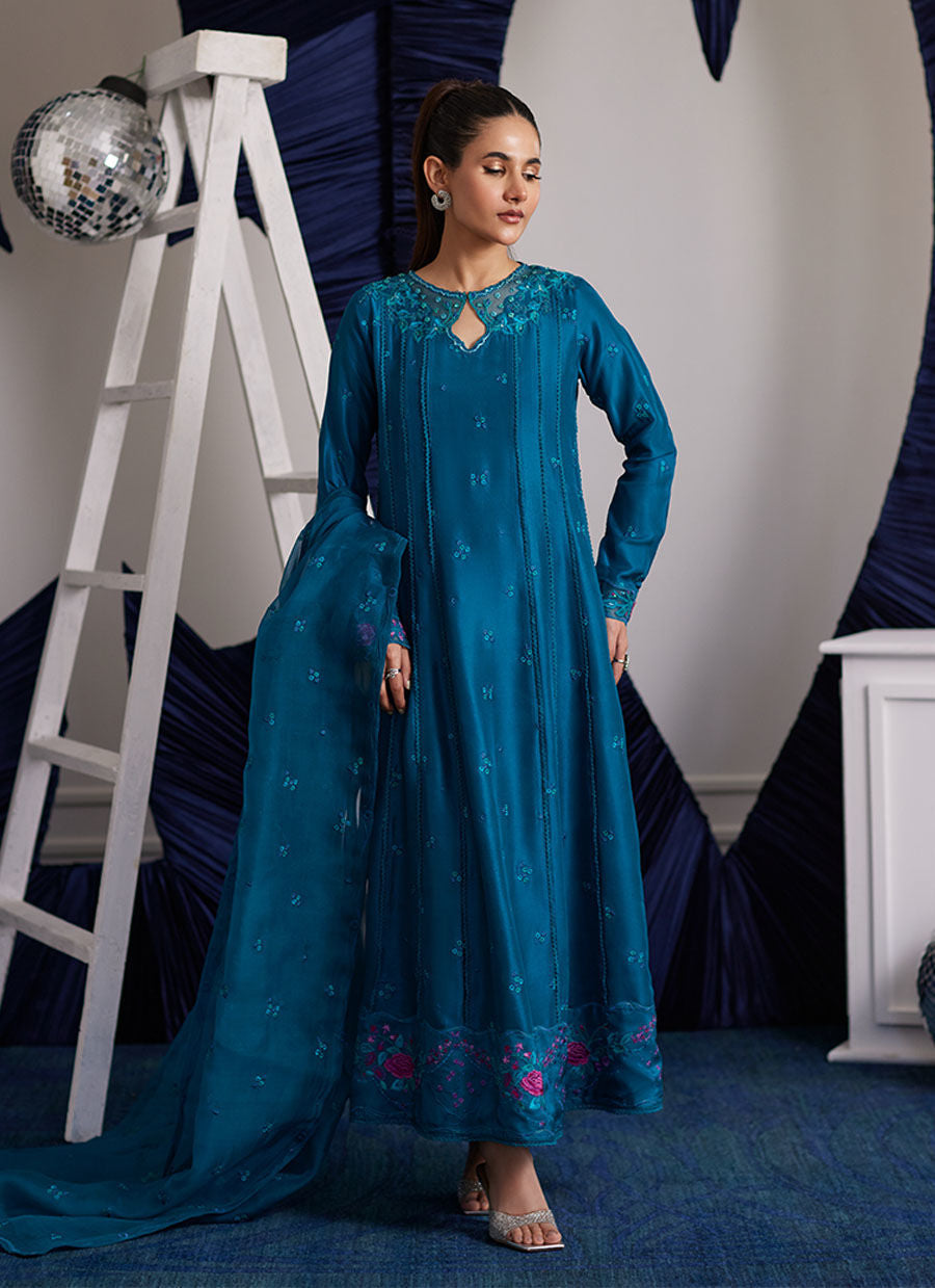Luna Eid Edit'25 -  Shiro Teal Paneled Shirt And Dupatta