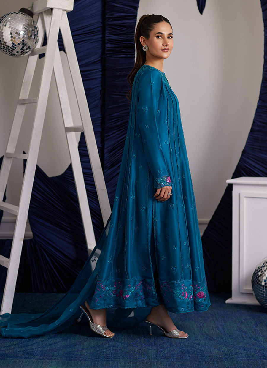 Luna Eid Edit'25 -  Shiro Teal Paneled Shirt And Dupatta