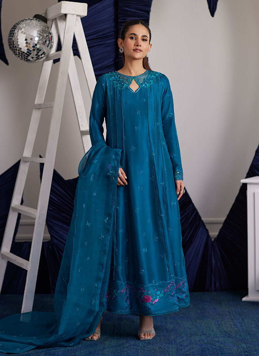 Luna Eid Edit'25 -  Shiro Teal Paneled Shirt And Dupatta