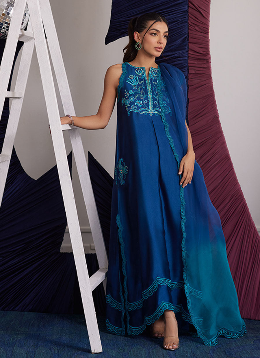 Luna Eid Edit'25 - Skylar Teal Shirt And Dupatta