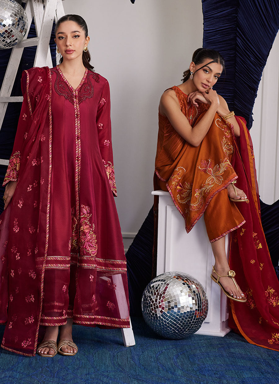 Luna Eid Edit'25 -  Zadie Burnt Orange Shirt And Dupatta