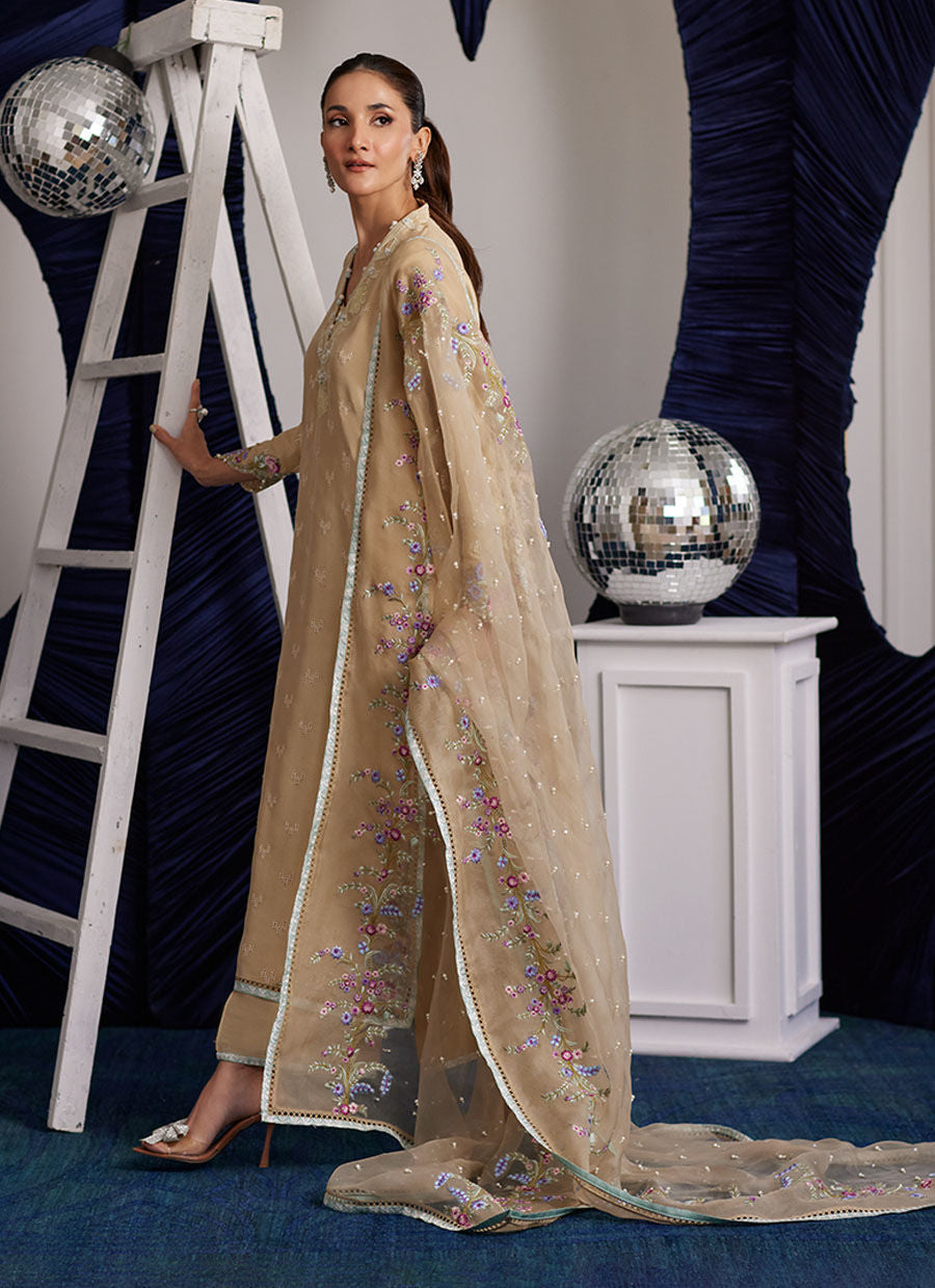Luna Eid Edit'25 -  Brenna Champagne Shirt And Dupatta