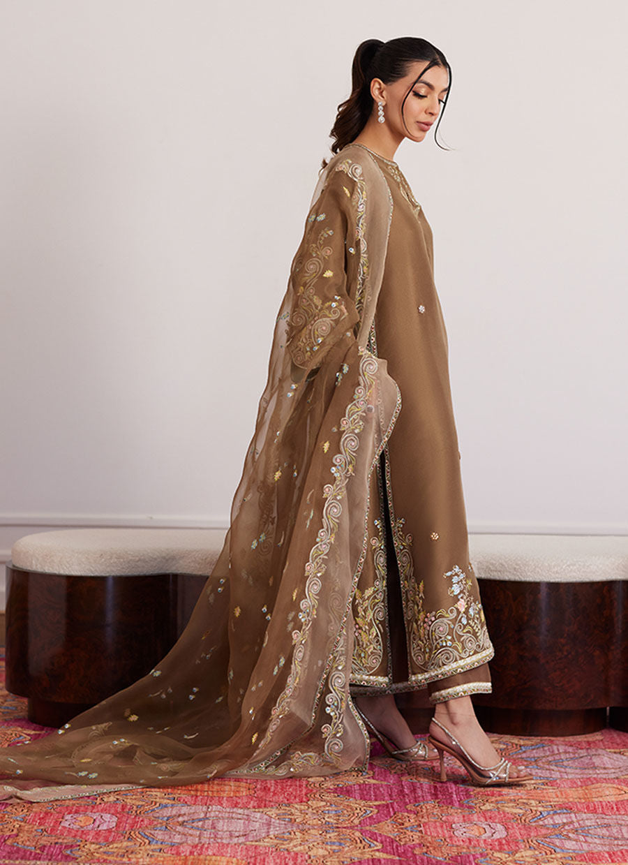 Luna Eid Edit'25 - Thea Latte Shirt And Dupatta
