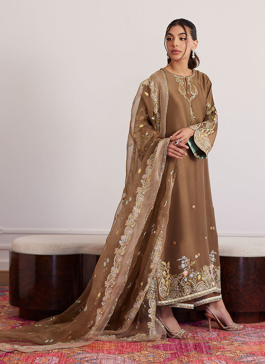 Luna Eid Edit'25 - Thea Latte Shirt And Dupatta