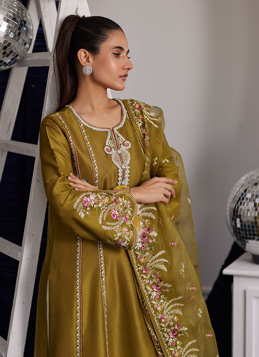 Luna Eid Edit'25 -  Rue Olive Shirt And Dupatta