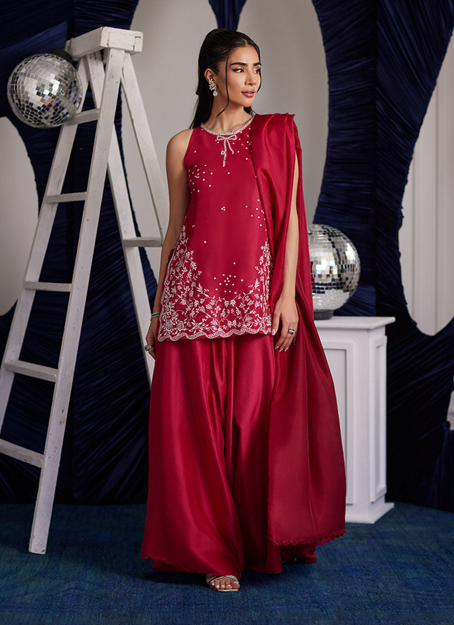 Luna Eid Edit'25 -   Izzy Hot Pink Shirt And Dupatta