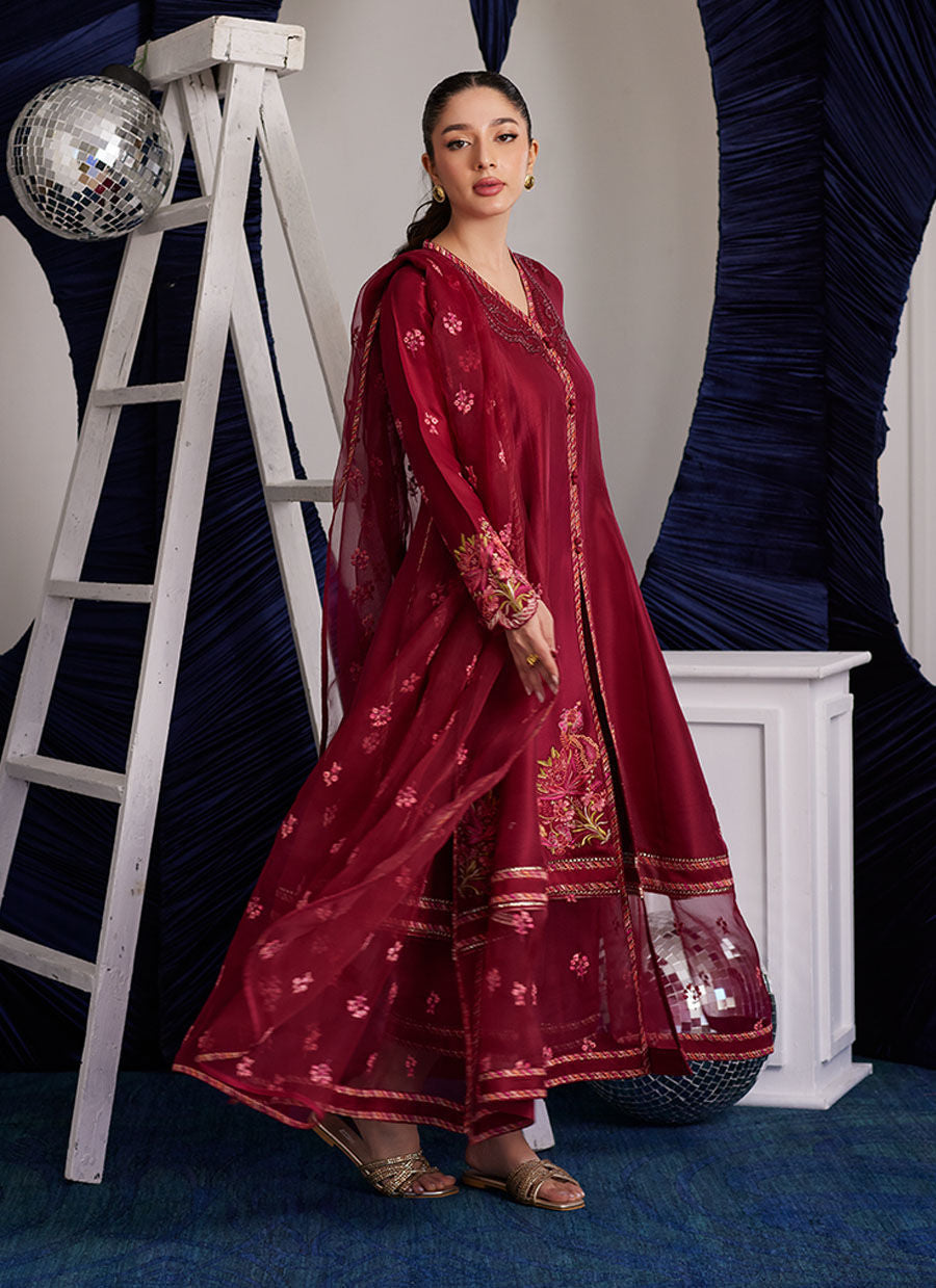Luna Eid Edit'25 - Miko Crimson Kalidaar And Dupatta