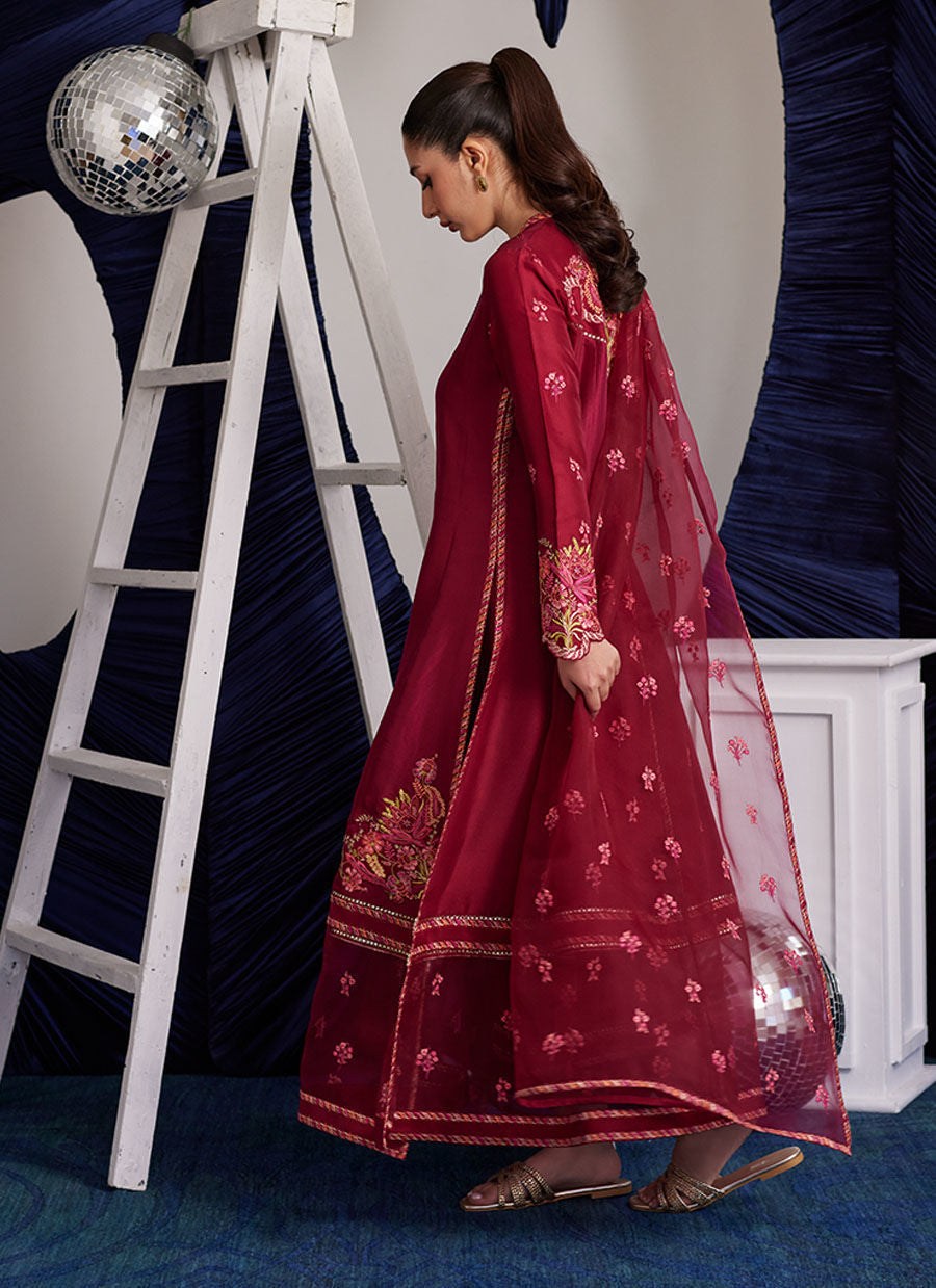 Luna Eid Edit'25 - Miko Crimson Kalidaar And Dupatta