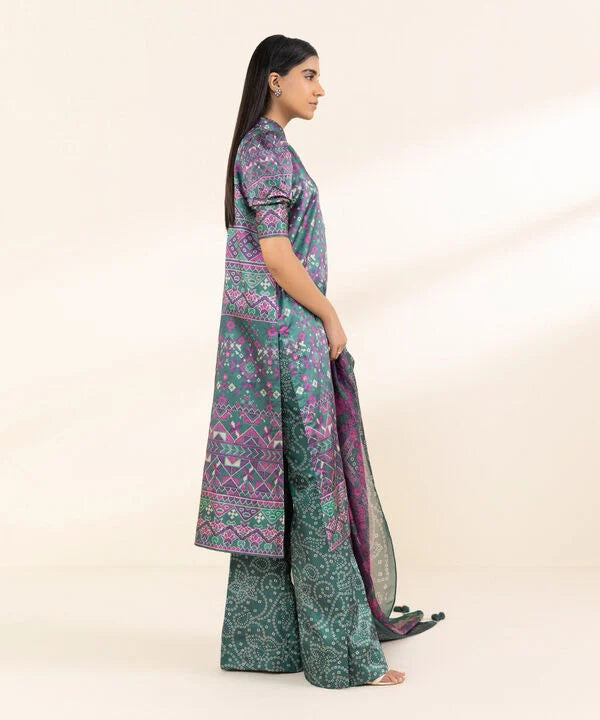 Silk'25- Printed Satin Suit  00U3PSL25V01