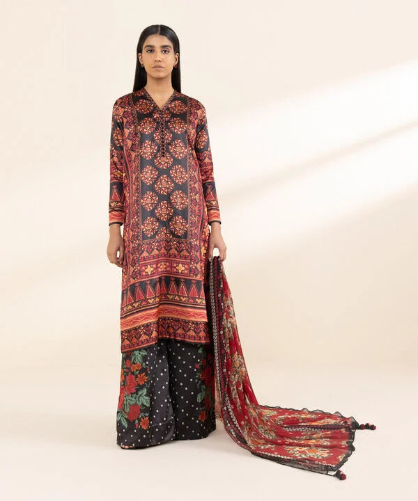 Silk'25- Printed Satin Suit 00U3PSL25V03