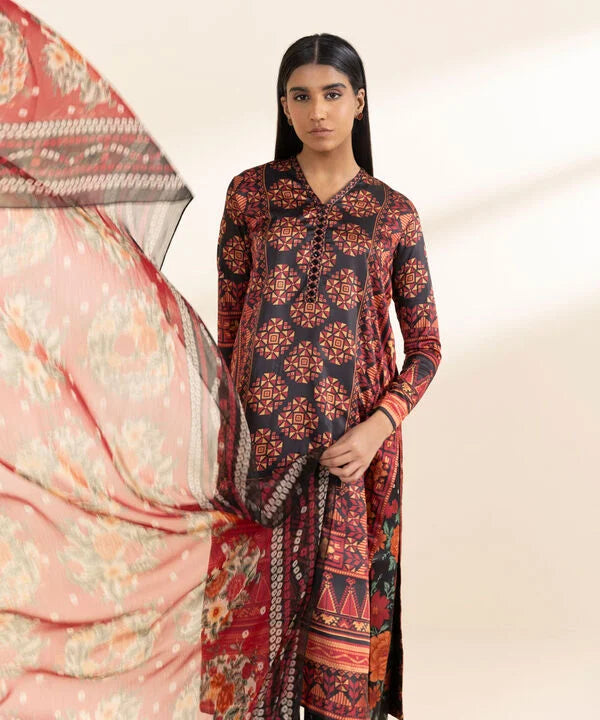 Silk'25- Printed Satin Suit 00U3PSL25V03