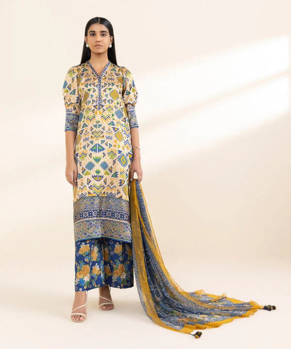 Silk'25- Printed Satin Suit 00U3PSL25V04