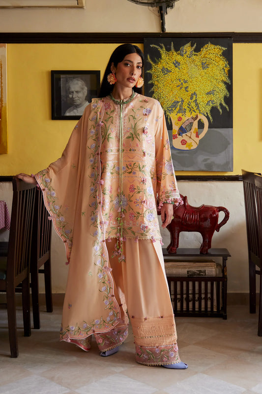 APRICOT MALLOW BLOOM (ZF26-09) - 3Pc - Unstitched