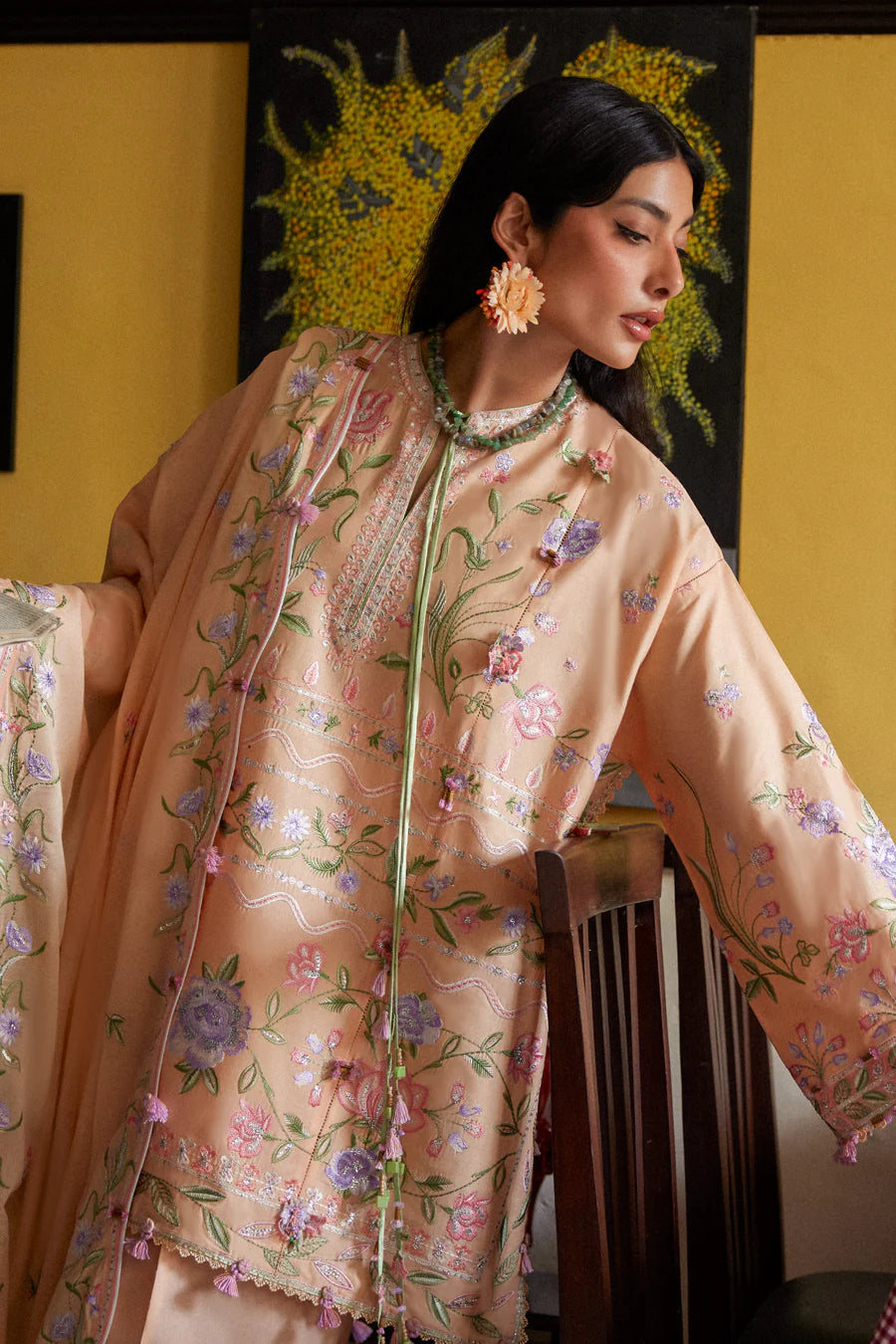 APRICOT MALLOW BLOOM (ZF26-09) - 3Pc - Unstitched