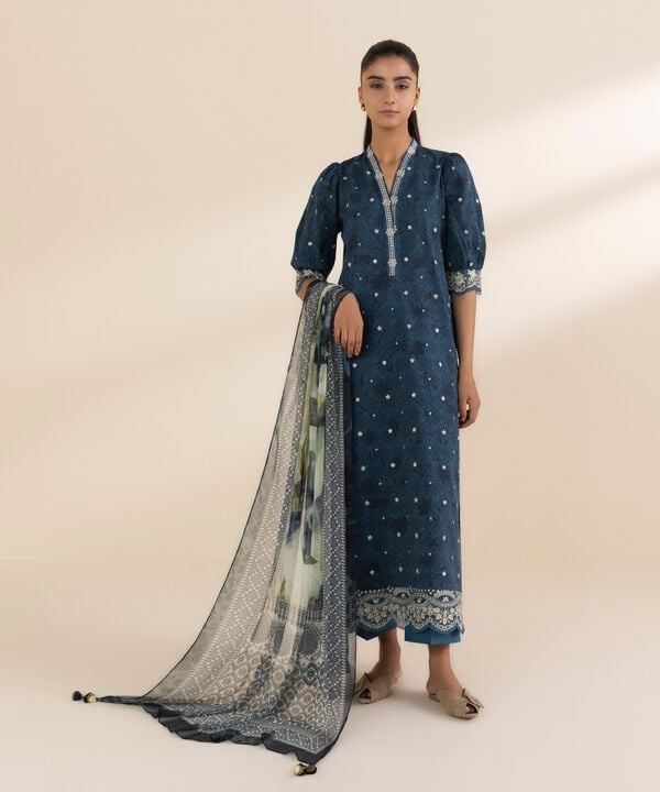 Unstitched Lawn '25 - 2 Piece - Embroidered Lawn Suit - 0U2DEDY25V11