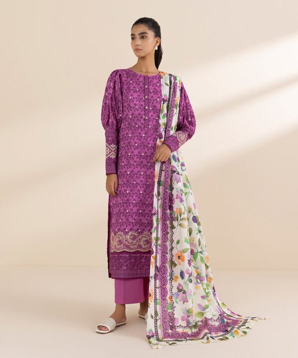 Unstitched Lawn '25 - 2 Piece - Embroidered Lawn Suit - 0U2DEDY25V13