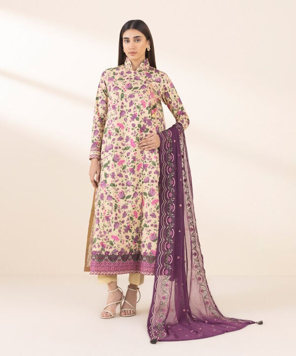 Unstitched Lawn '25 - 2 Piece - Embroidered Cotton Suit - 0U2DESG25V13