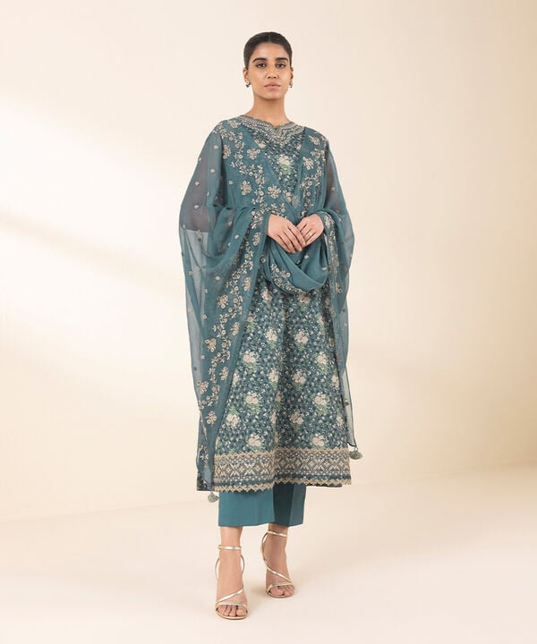 Unstitched Lawn '25 - 2 Piece - Embroidered Lawn Suit - 0U2DESG25V14