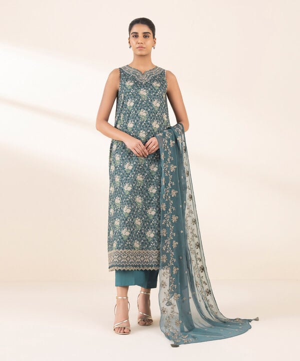 Unstitched Lawn '25 - 2 Piece - Embroidered Lawn Suit - 0U2DESG25V14