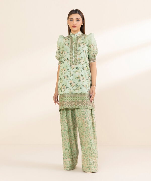 Unstitched Lawn '25 - 2 Piece - Embroidered Zari Lawn Suit - 0U2TEDY25V13