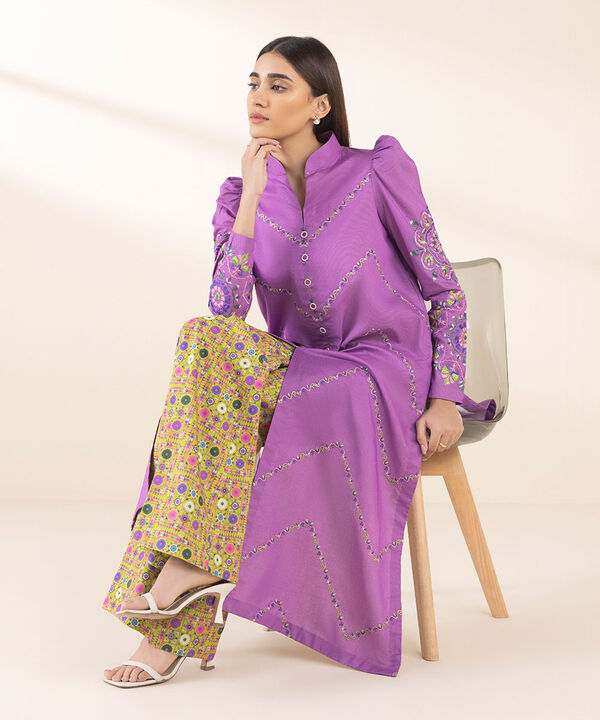 Unstitched Lawn '25 - 2 Piece - Embroidered Zari Lawn Suit - 0U2TEDY25V14