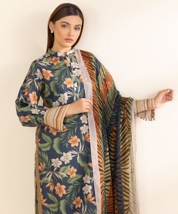 Unstitched Lawn '25 - 3 Piece - Printed Lawn Suit - 0U3PDY25V124