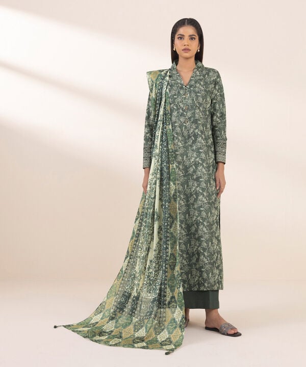 Unstitched Lawn '25 - 3 Piece - Printed Zari Lawn Suit - 0U3PDY25V137