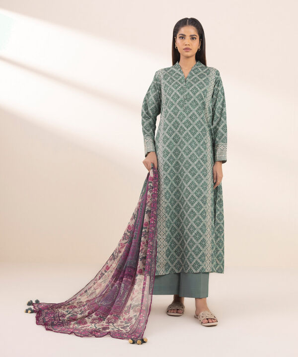 Unstitched Lawn '25 - 3 Piece - Printed Zari Lawn Suit - 0U3PDY25V139