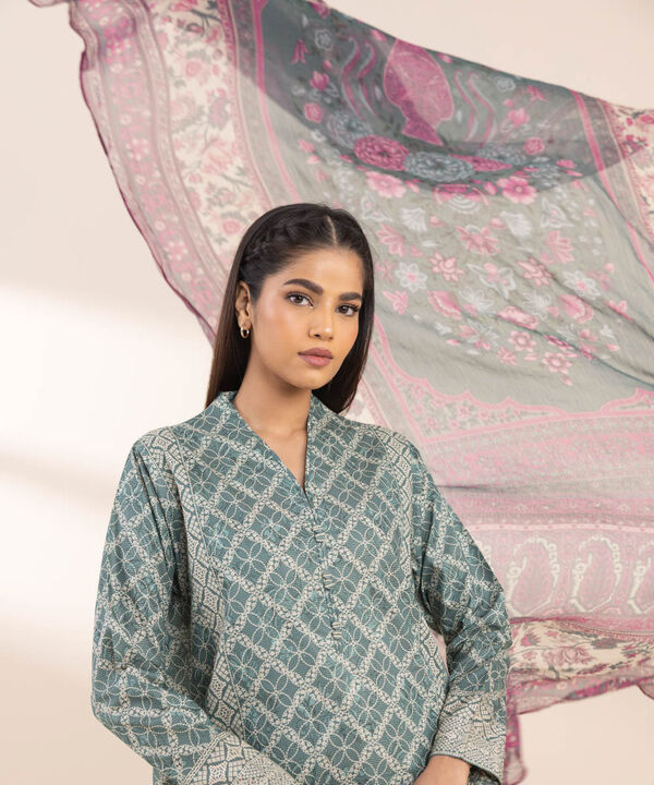 Unstitched Lawn '25 - 3 Piece - Printed Zari Lawn Suit - 0U3PDY25V139