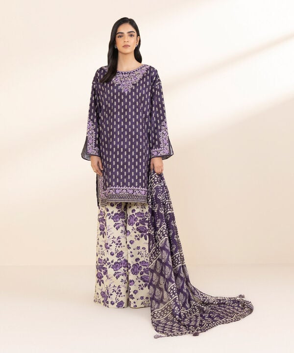 Unstitched Lawn '25 - 3 Piece - Embroidered Lawn Suit - 0U3PESG25V11