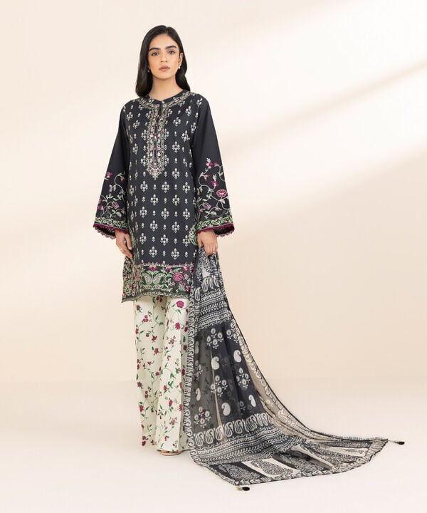 Unstitched Lawn '25 - 3 Piece - Embroidered Lawn Suit - 0U3PESG25V12