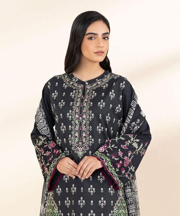 Unstitched Lawn '25 - 3 Piece - Embroidered Lawn Suit - 0U3PESG25V12