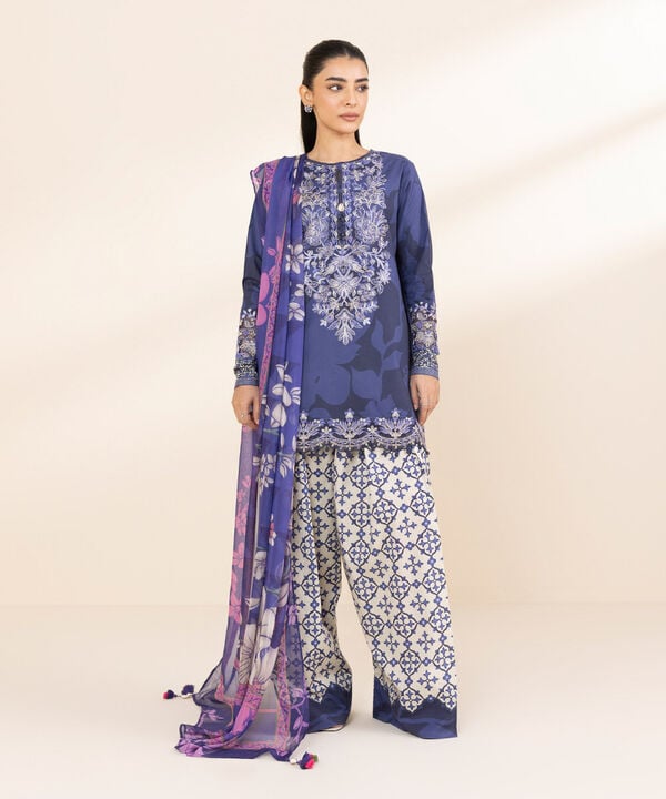 Unstitched Lawn '25 - 3 Piece - Embroidered Lawn Suit - 0U3PESG25V17